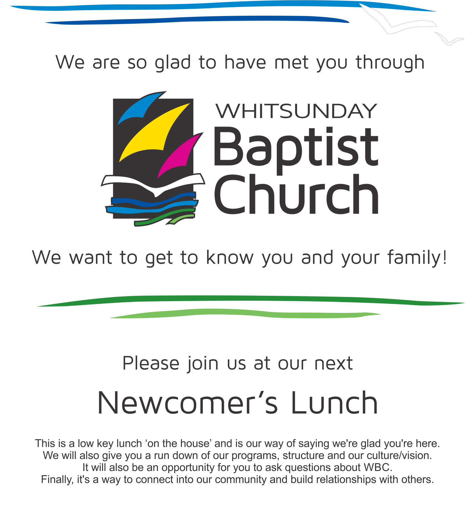 Newcomer’s Lunch – Whitsunday Baptist Church